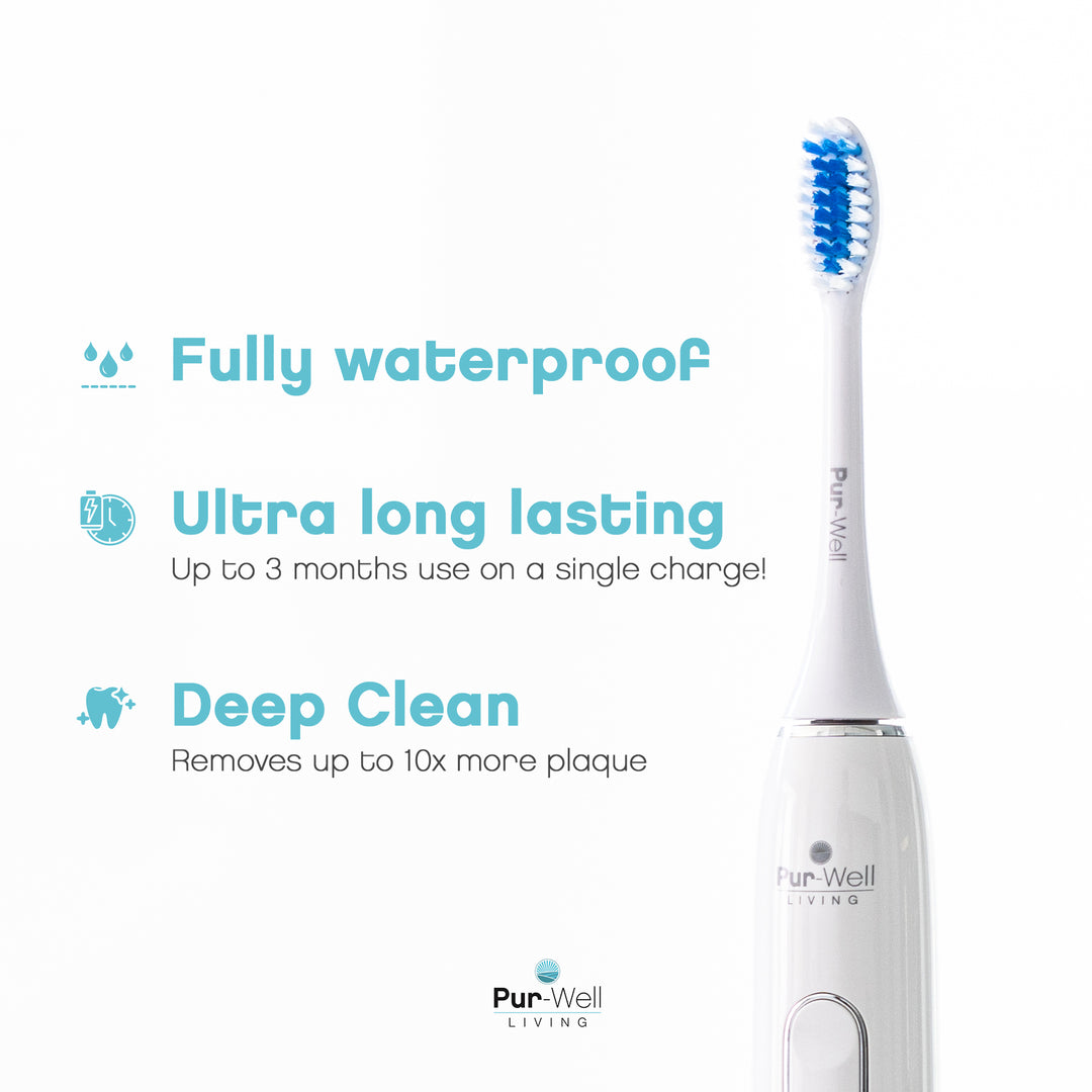 Pur-Well store Living Pur-Hydro Sonic Pulsating Waterproof Tooth Brush, White